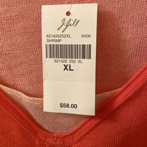 J. Jill NWT Women’s Long Sleeve Sheer Top, Shrimp Color, XL, 100% Cotton - Picture 3 of 6